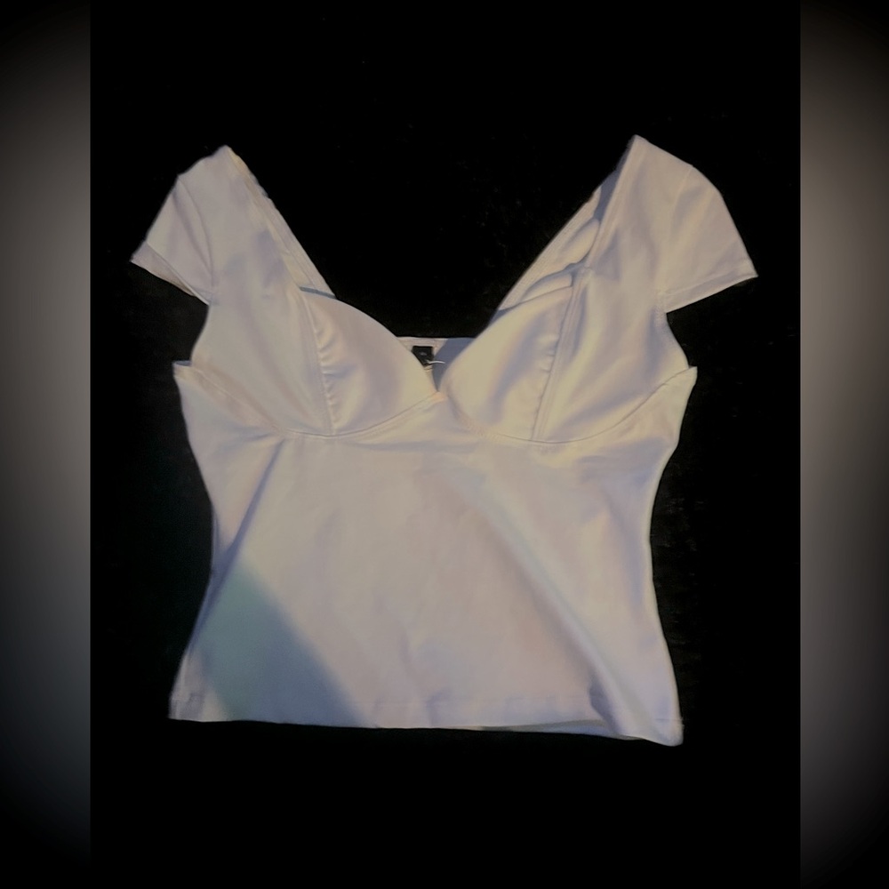 White Cropped Heart Shaped Shirt